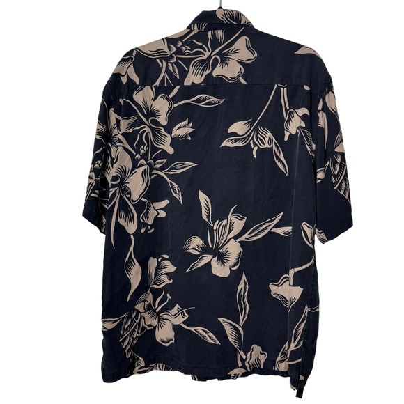 Tori Richard Honolulu Mens Large Silk Floral Hawaiian Aloha Shirt Gray Tan Large - Picture 2 of 10